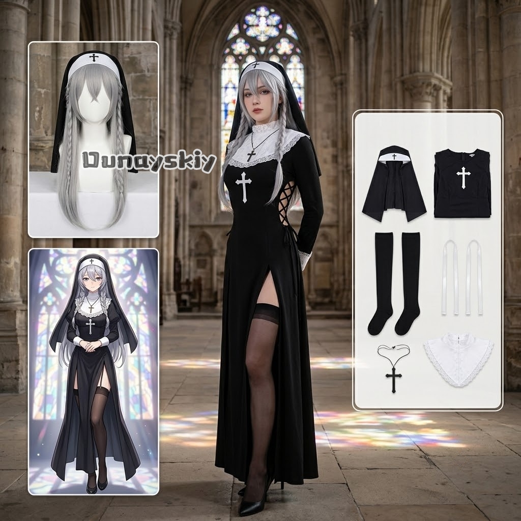 Anime Cosplay Outfits Female - KS*06 زي راهبة أصلي أسود مع
