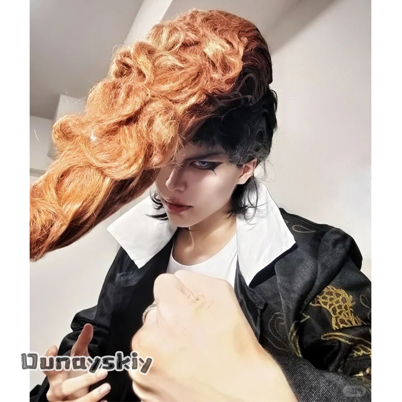 Cosplay Anime Black Hair - شعر مستعار صناعي بني أسود بتصفيفة