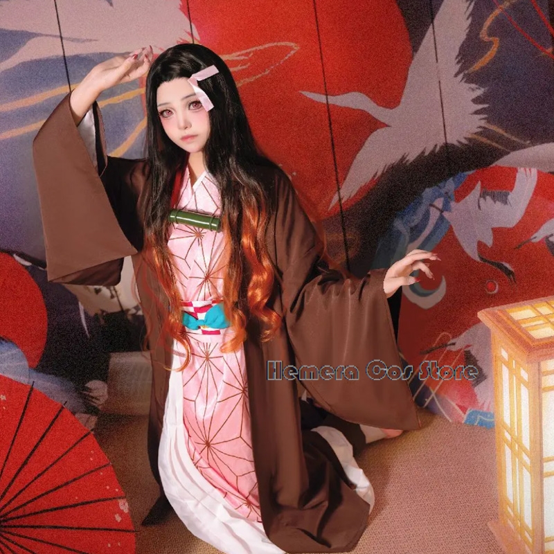 Demon Slayer Haori - كامادو Nezuko تأثيري حلي شعر مستعار