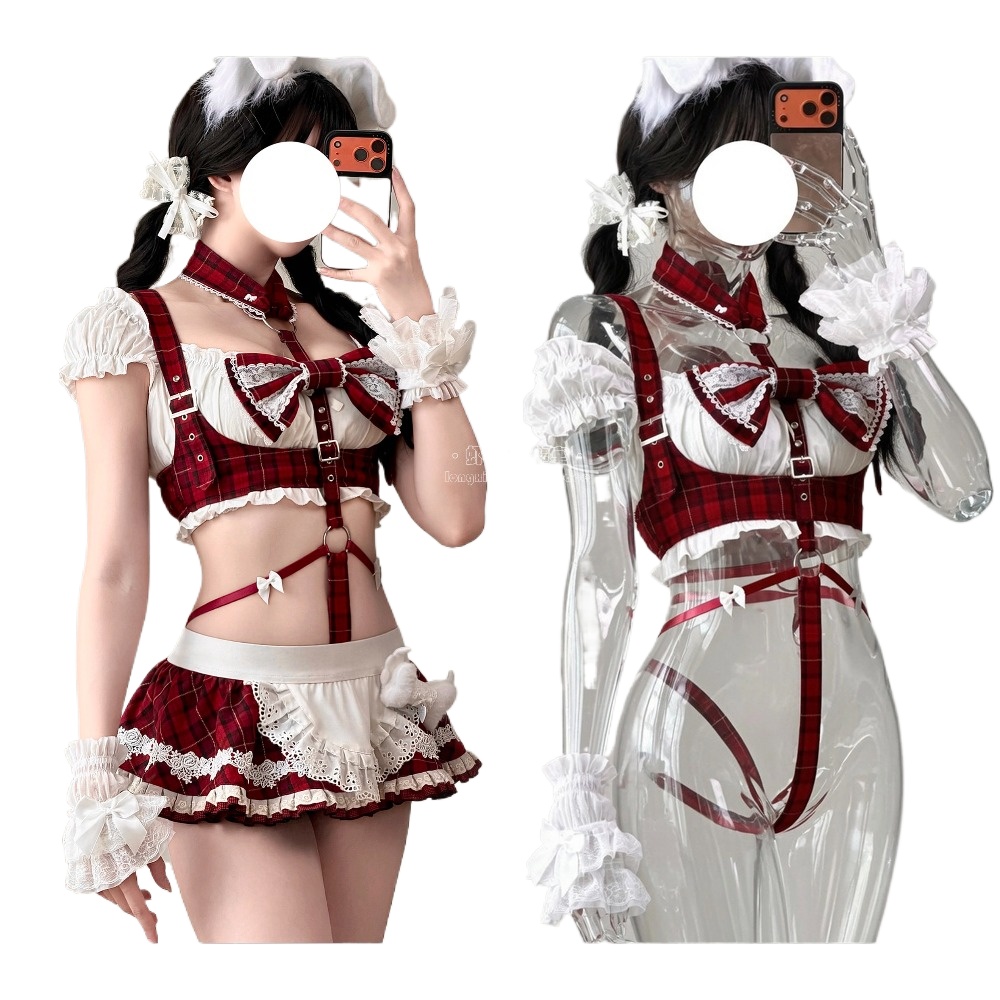 Anime Cosplay Girlfriend - زي تنكري لخادمة كاوايي بنقشة المربعات