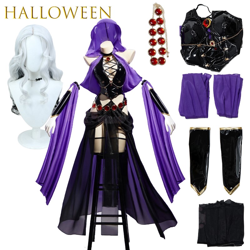 AWitch مأدبة الأرجواني فستان ر - مراجعة Anime Cosplay Outfits Female وسعره