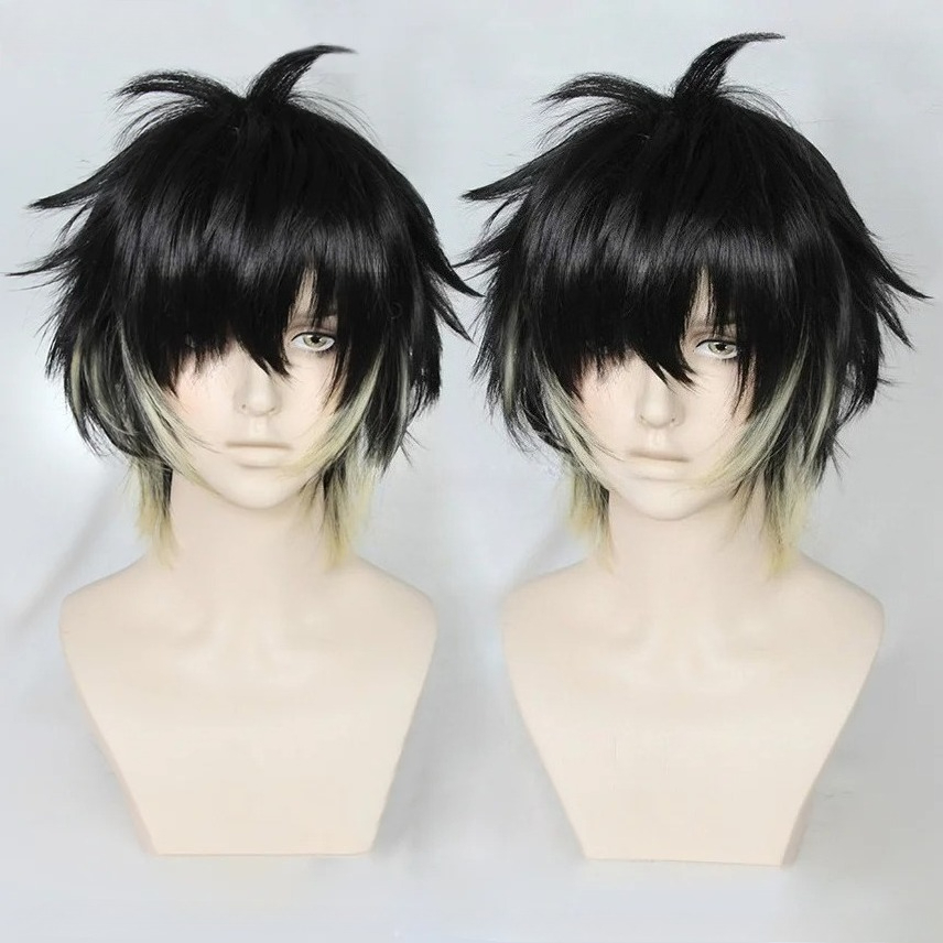 باروكة شعر صناعية قصيرة سوداء  - مراجعة Cosplay Anime Black Hair وسعره