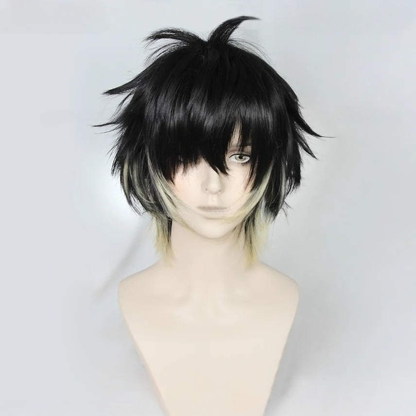 باروكة شعر صناعية قصيرة سوداء  - مراجعة Cosplay Anime Black Hair وسعره