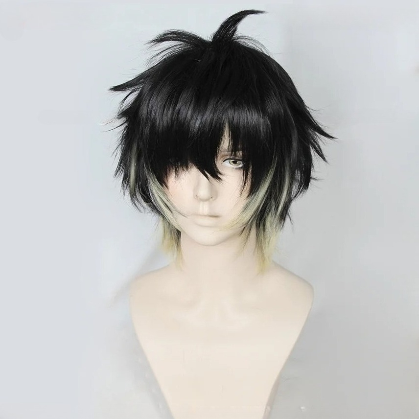 باروكة شعر صناعية قصيرة سوداء  - مراجعة Cosplay Anime Black Hair وسعره