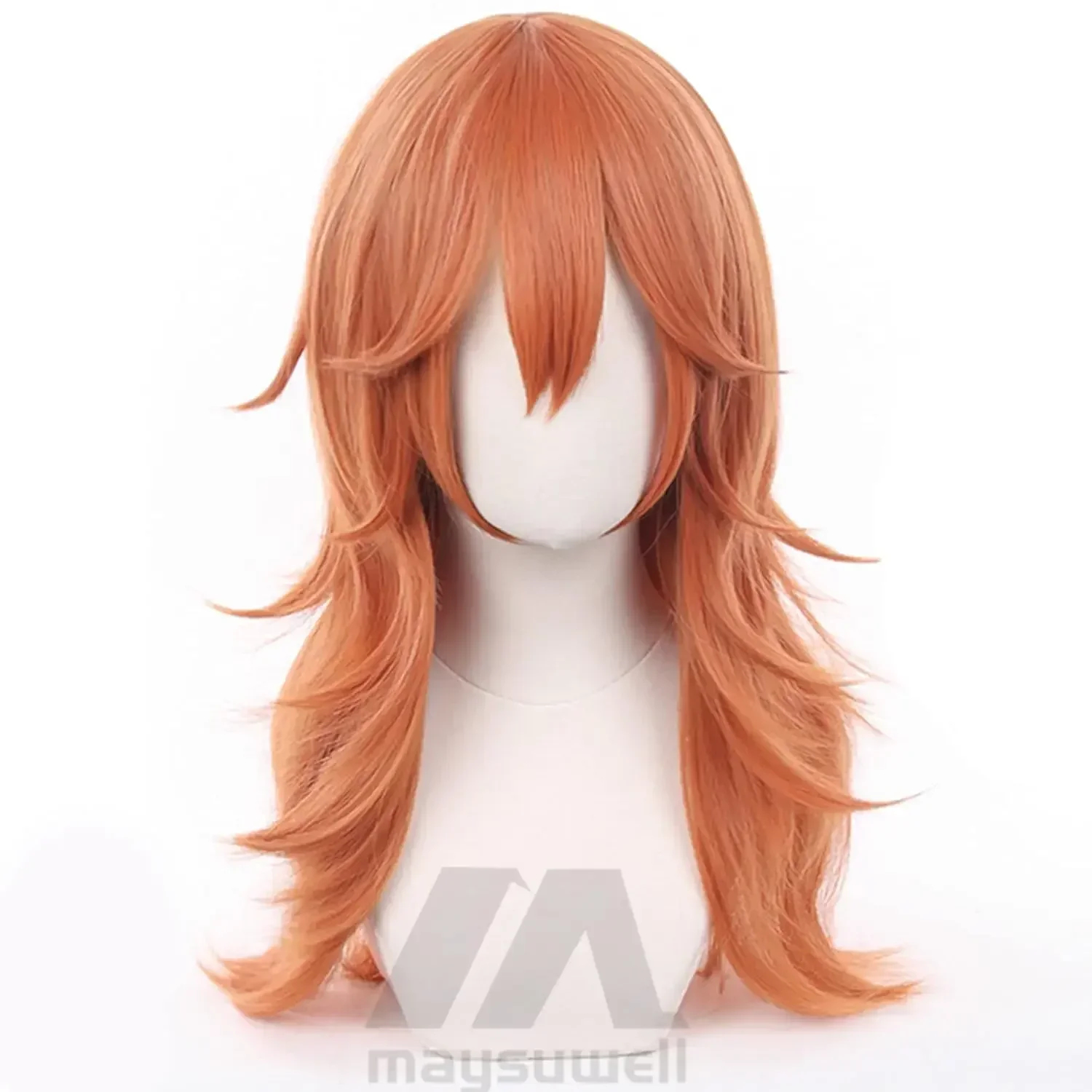 شعر مستعار طويل برتقالي بني صن - مراجعة Chainsaw Man Cosplay وسعره